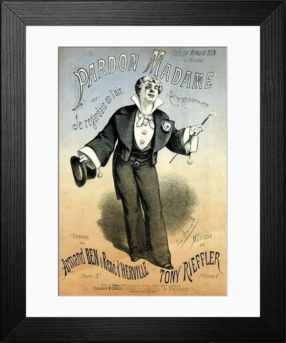 Framed Print : Music cover, Pardon Madame, or, I Was Looking Up Framed Print : Music cover, Pardon Madame, or, I Was Looking Up