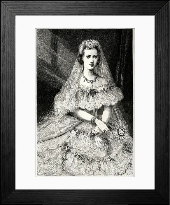 Framed Print : Alexandra, Princess of Wales, in bridal dress, 10 March 1863 Framed Print : Alexandra, Princess of Wales, in bridal dress, 10 March 1863