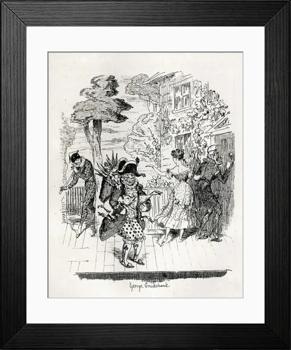 Framed Print : Joseph Grimaldi, actor and clown, on stage with animals Framed Print : Joseph Grimaldi, actor and clown, on stage with animals