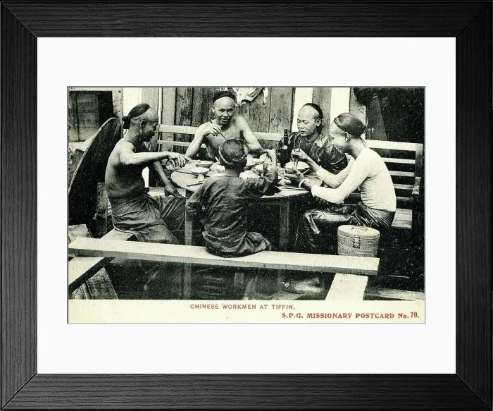 Framed Print : Chinese workmen at tiffin Framed Print : Chinese workmen at tiffin