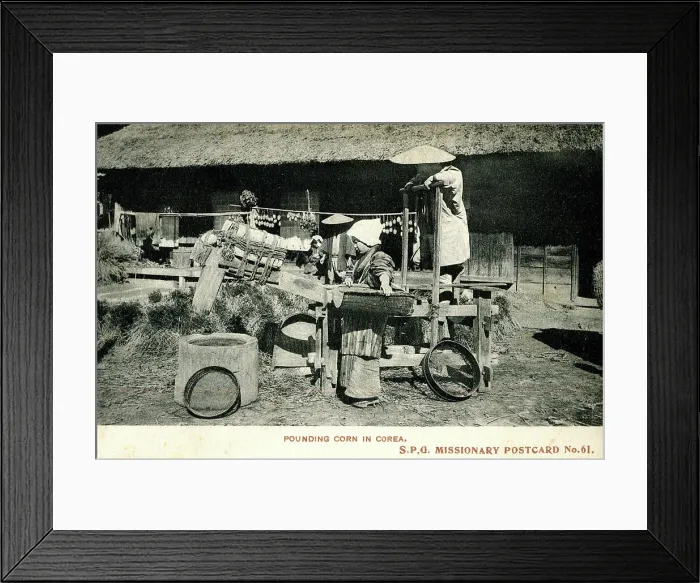 Framed Print : Pounding corn in Korea Framed Print : Pounding corn in Korea