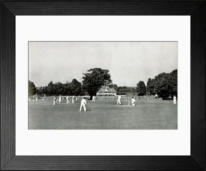 Framed Print : Cricket at the Imperial Tobacco Company's Athletics Ground Framed Print : Cricket at the Imperial Tobacco Company's Athletics Ground