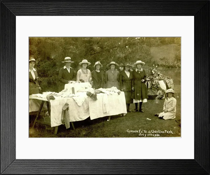 Framed Print : Table of handiwork, Garden Fete at Charlton Park, London Framed Print : Table of handiwork, Garden Fete at Charlton Park, London
