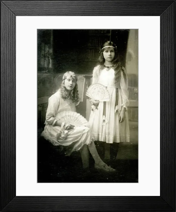 Framed Print : Two girls with fans Framed Print : Two girls with fans