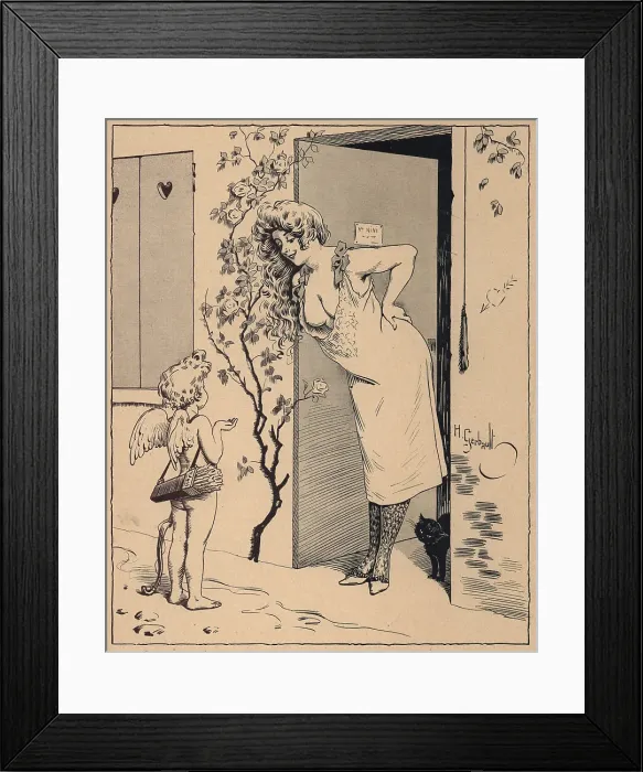 Framed Print : Lady and Cupid Framed Print : Lady and Cupid