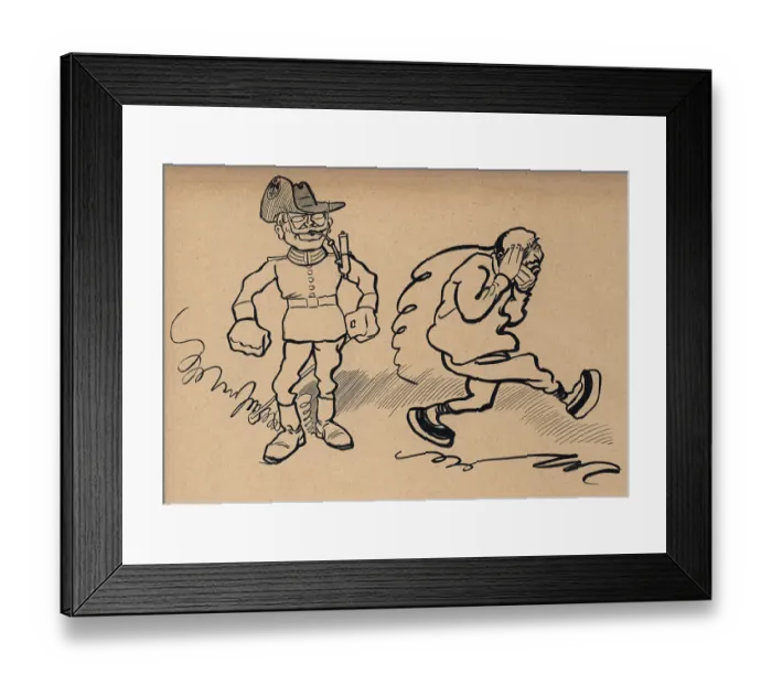 Framed Print : The Boxer. An illustration of a smoke piping military man with unusually large fists Framed Print : The Boxer. An illustration of a smoke piping military man with unusually large fists