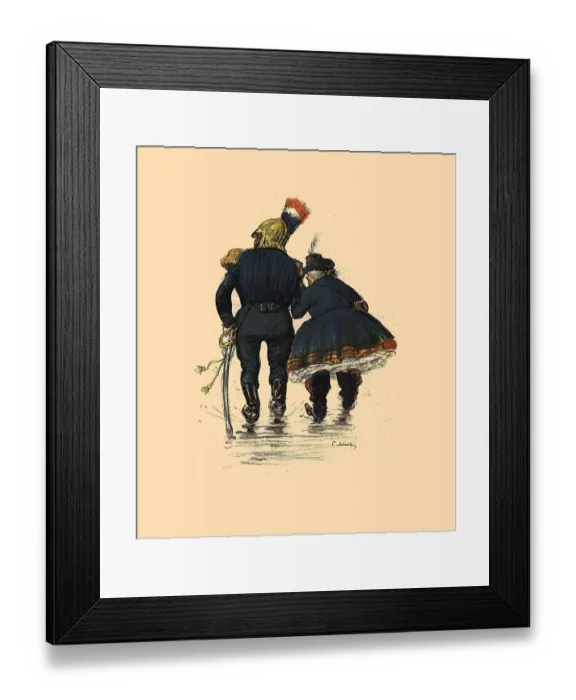 Framed Print : Soldier Escorting A Woman Framed Print : Soldier Escorting A Woman