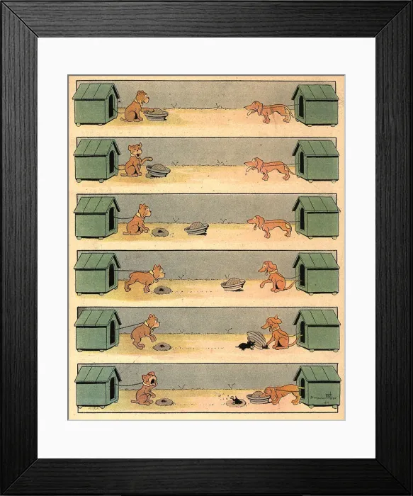 Framed Print : The Mole. A series of six illustrations which progressively tell the story Framed Print : The Mole. A series of six illustrations which progressively tell the story
