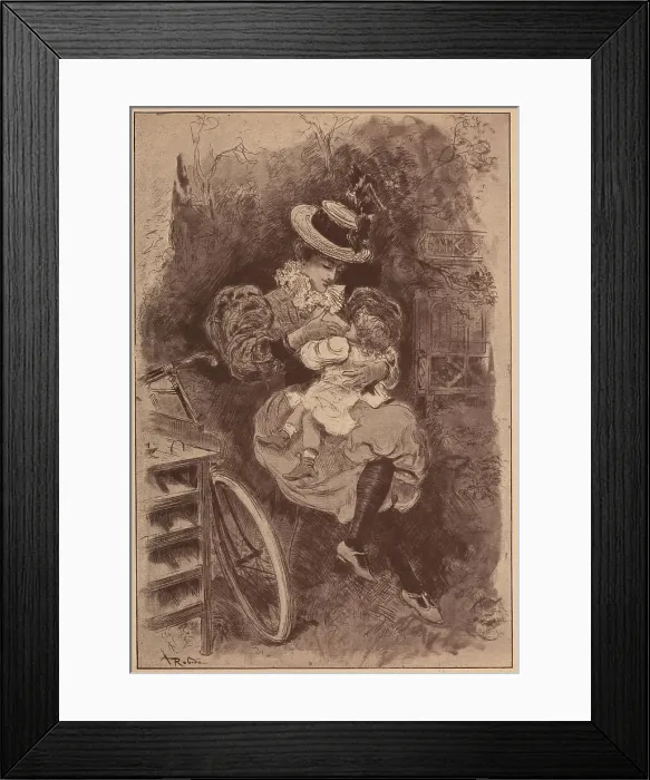 Framed Print : Cycliste Et Mere Cyclist And Mother Framed Print : Cycliste Et Mere Cyclist And Mother