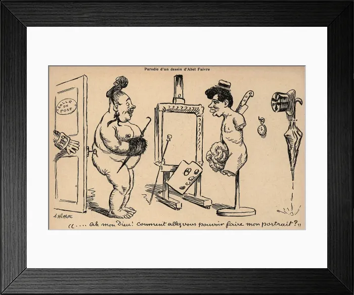Framed Print : Parody of A Drawing by Abel Faivre Framed Print : Parody of A Drawing by Abel Faivre