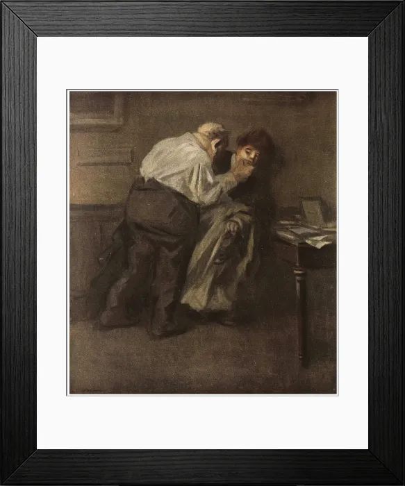 Framed Print : The Shoe. This coloured sketch shows a large man forcefully grabbing the Framed Print : The Shoe. This coloured sketch shows a large man forcefully grabbing the
