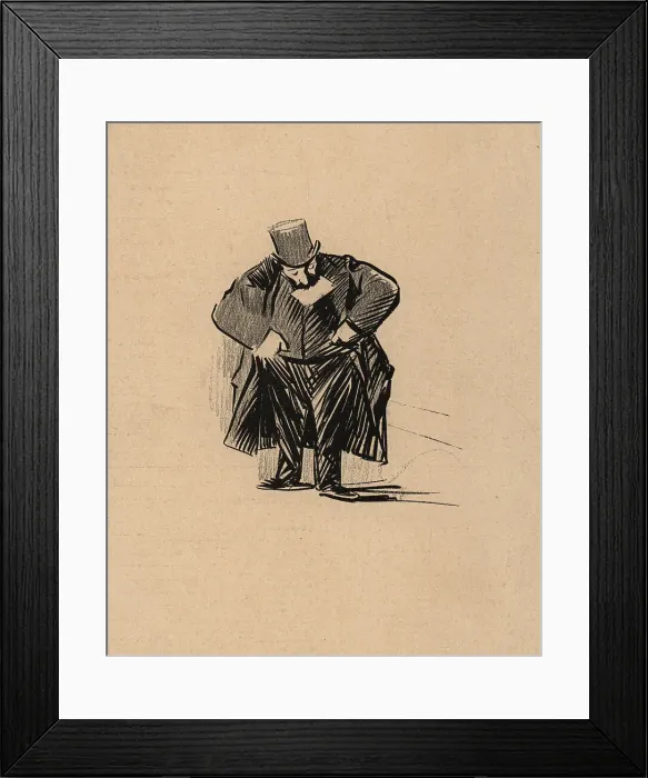 Framed Print : A Letter. A back cover sketch showing a large gentleman with his hands in his pockets Framed Print : A Letter. A back cover sketch showing a large gentleman with his hands in his pockets