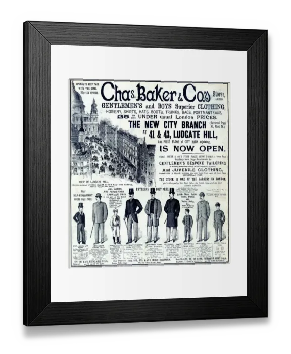 Framed Print : Advert, Chas Baker & Co Stores Limited, London Framed Print : Advert, Chas Baker & Co Stores Limited, London