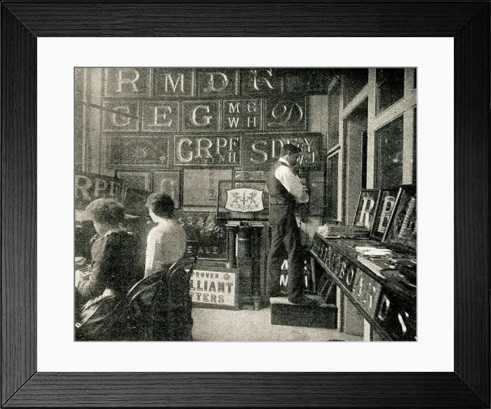 Framed Print : Inner Office and Shop, Pether's Sign Makers, London Framed Print : Inner Office and Shop, Pether's Sign Makers, London