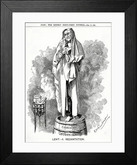 Framed Print : Cartoon, Lent - A Recantation, Gladstone Framed Print : Cartoon, Lent - A Recantation, Gladstone
