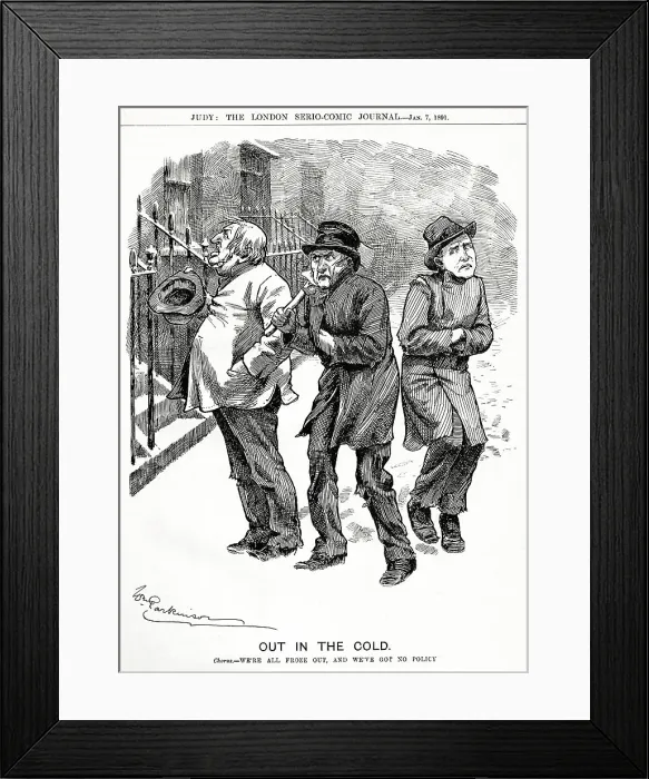 Framed Print : Cartoon, Out in the Cold, Gladstone and Harcourt Framed Print : Cartoon, Out in the Cold, Gladstone and Harcourt