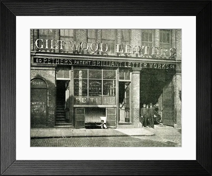 Framed Print : Pether's Sign Makers, 58-60 Banner Street, London EC Framed Print : Pether's Sign Makers, 58-60 Banner Street, London EC