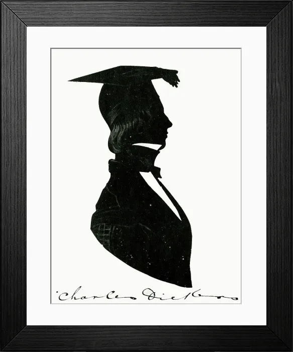 Framed Print : Silhouette portrait of Charles Dickens aged about fourteen Framed Print : Silhouette portrait of Charles Dickens aged about fourteen