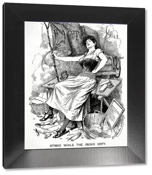 Cartoon, Strike while the Iron's Hot! Women's Suffrage