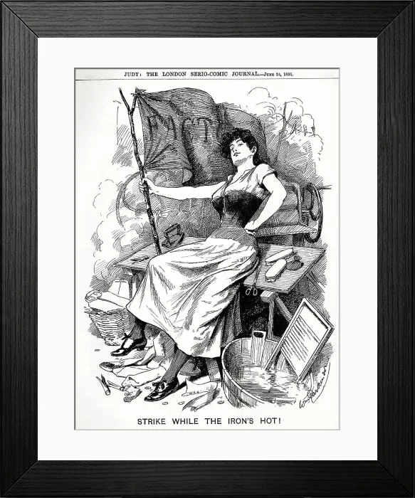 Framed Print : Cartoon, Strike while the Iron's Hot! Women's Suffrage Framed Print : Cartoon, Strike while the Iron's Hot! Women's Suffrage