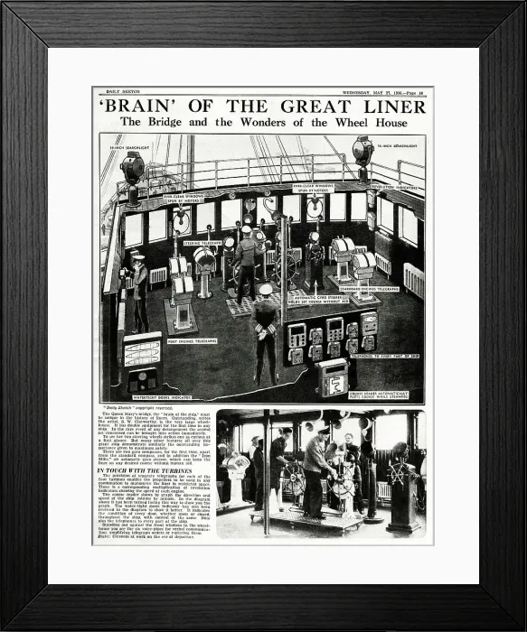 Framed Print : Bridge and Wheel House of the Queen Mary Framed Print : Bridge and Wheel House of the Queen Mary