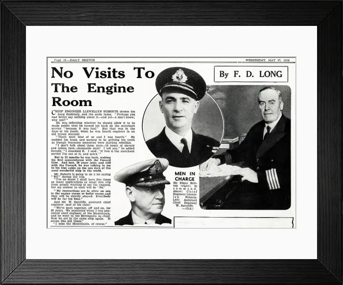 Framed Print : Three men in charge of the Queen Mary Framed Print : Three men in charge of the Queen Mary