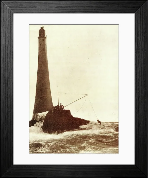 Framed Print : Wolf Rock Lighthouse hauling in the relief staff Framed Print : Wolf Rock Lighthouse hauling in the relief staff
