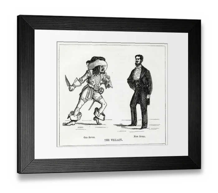 Framed Print : Theatre Villains, Old Style and New Style Framed Print : Theatre Villains, Old Style and New Style