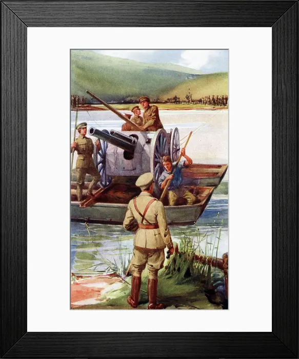 Framed Print : Royal Engineers at Pontooning Work, WW1 Framed Print : Royal Engineers at Pontooning Work, WW1