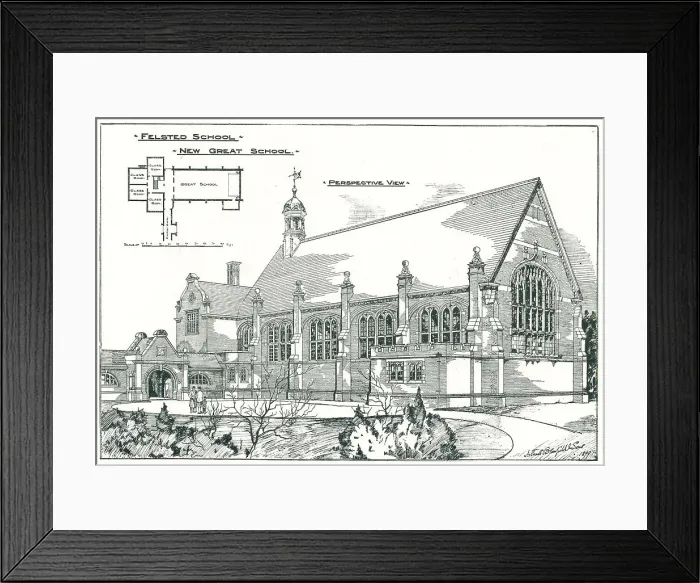 Framed Print : Felsted School, Essex, Perspective View Framed Print : Felsted School, Essex, Perspective View