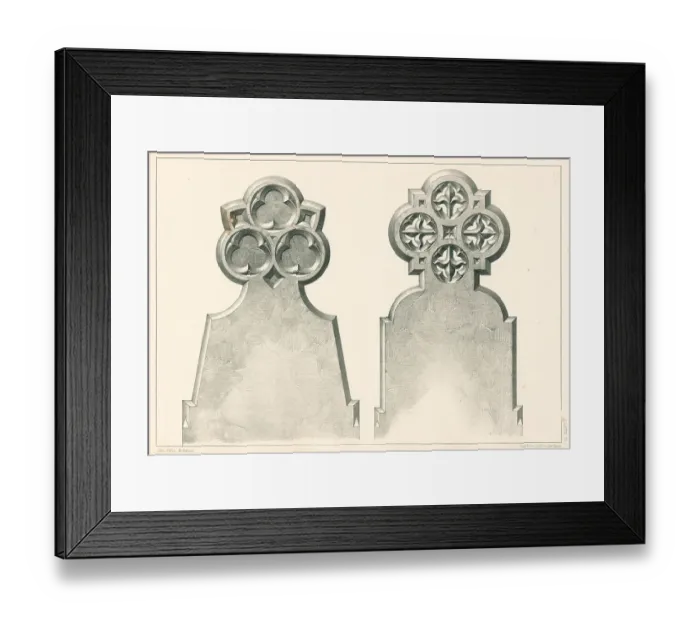 Framed Print : Gothic Gravestone Designs Framed Print : Gothic Gravestone Designs