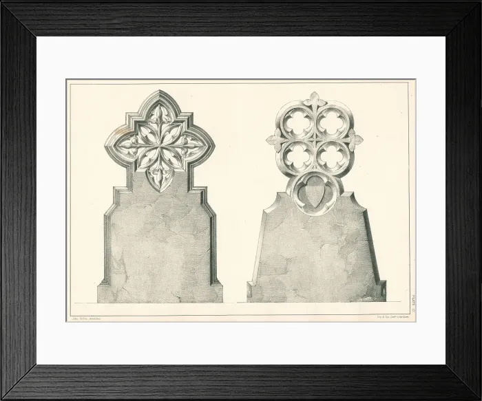 Framed Print : Gothic Gravestone Designs Framed Print : Gothic Gravestone Designs