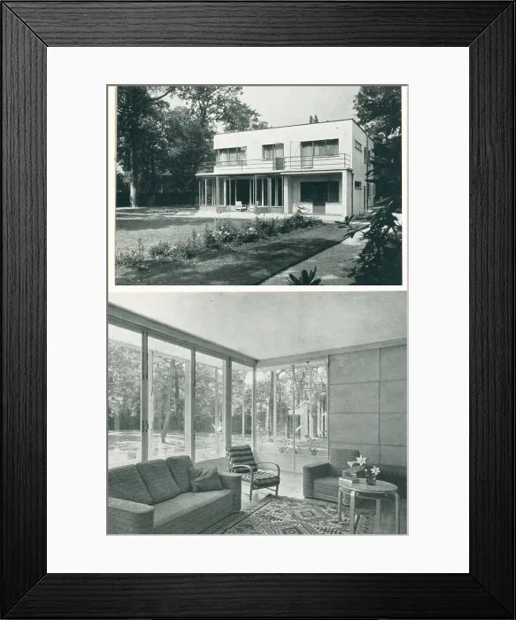 Framed Print : Modernist House At Wimbledon & Living Room Framed Print : Modernist House At Wimbledon & Living Room