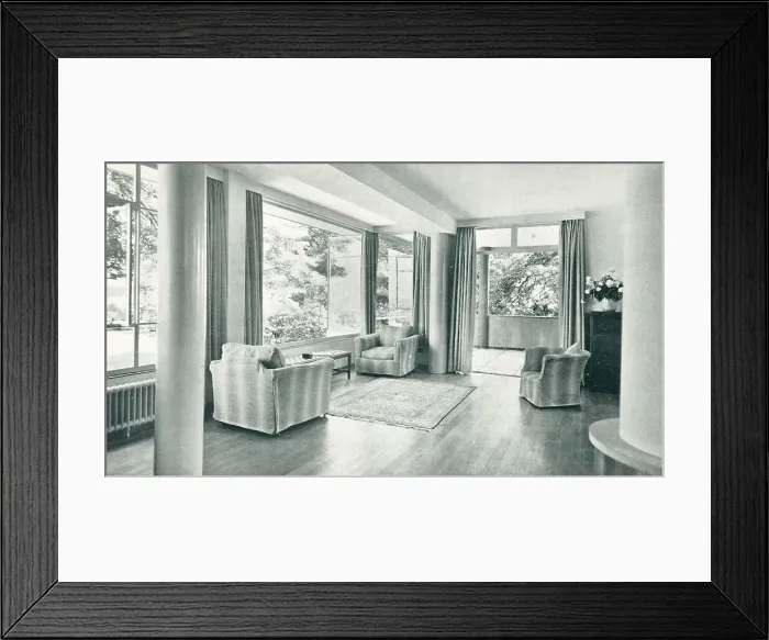Framed Print : Modernist House, Moor Park, Living Room Framed Print : Modernist House, Moor Park, Living Room