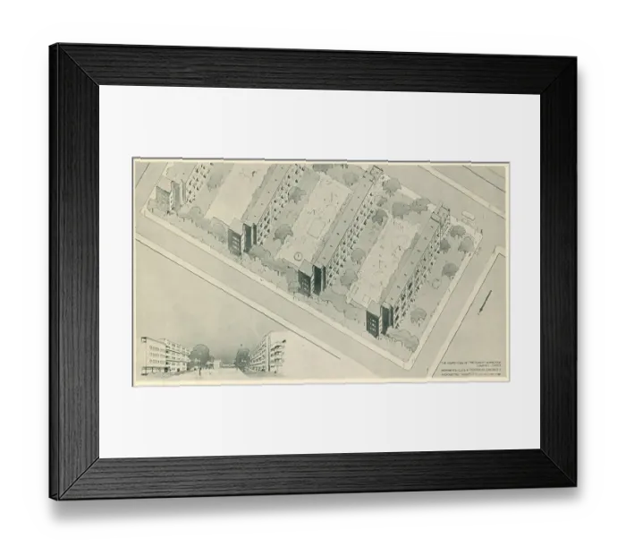 Framed Print : Architectural Axonometric Perspective, Flats Framed Print : Architectural Axonometric Perspective, Flats