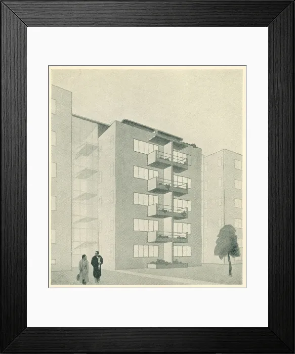 Framed Print : Architectural Drawing, Residential Flats Framed Print : Architectural Drawing, Residential Flats