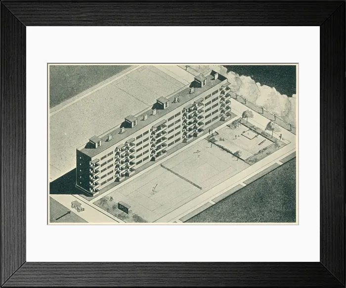 Framed Print : Architectural Drawing, Residential Flats Framed Print : Architectural Drawing, Residential Flats