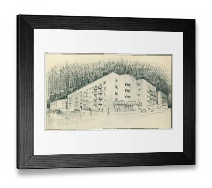 Framed Print : Architectural Drawing, Residential Flats Framed Print : Architectural Drawing, Residential Flats