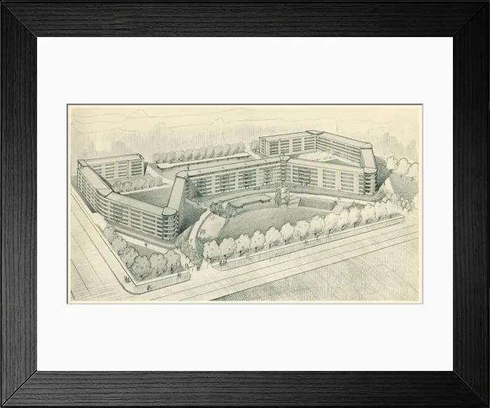 Framed Print : Architectural Drawing, Residential Flats Framed Print : Architectural Drawing, Residential Flats