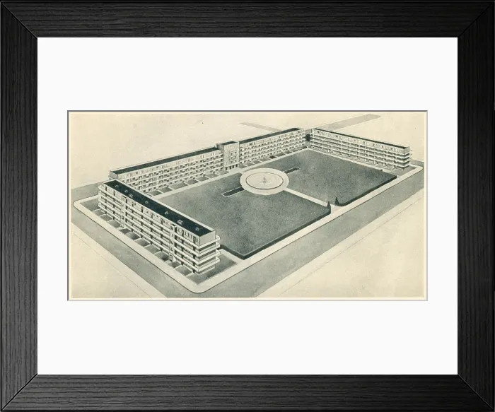 Framed Print : Architectural Drawing, Residential Flats Framed Print : Architectural Drawing, Residential Flats