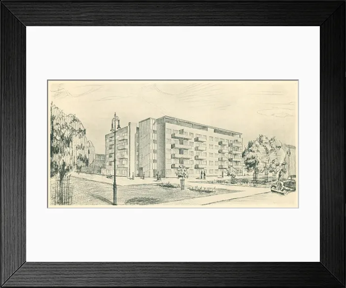 Framed Print : Architectural Drawing, Residential Flats Framed Print : Architectural Drawing, Residential Flats