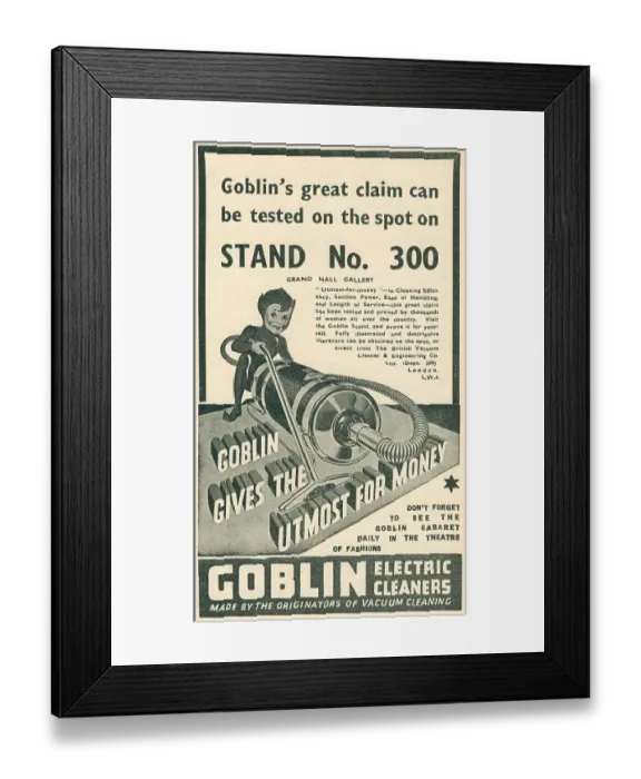 Framed Print : Goblin Electric Cleaners Advertisement Framed Print : Goblin Electric Cleaners Advertisement