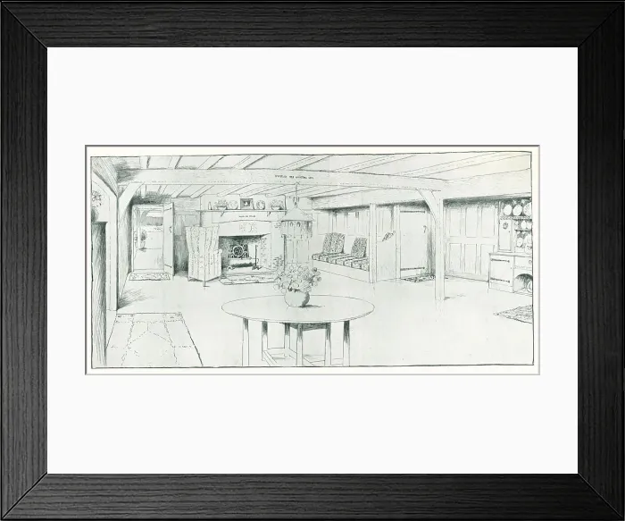 Framed Print : Baillie Scott Holiday House Living Room Framed Print : Baillie Scott Holiday House Living Room