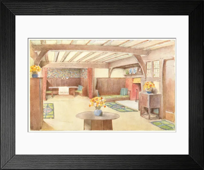 Framed Print : Baillie Scott, White Nights, Hall Framed Print : Baillie Scott, White Nights, Hall