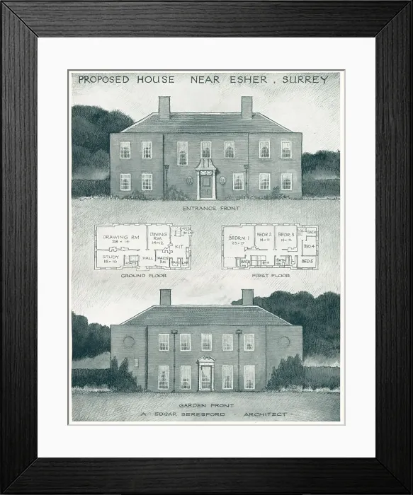Framed Print : Proposed House Near Esher, Surrey Framed Print : Proposed House Near Esher, Surrey