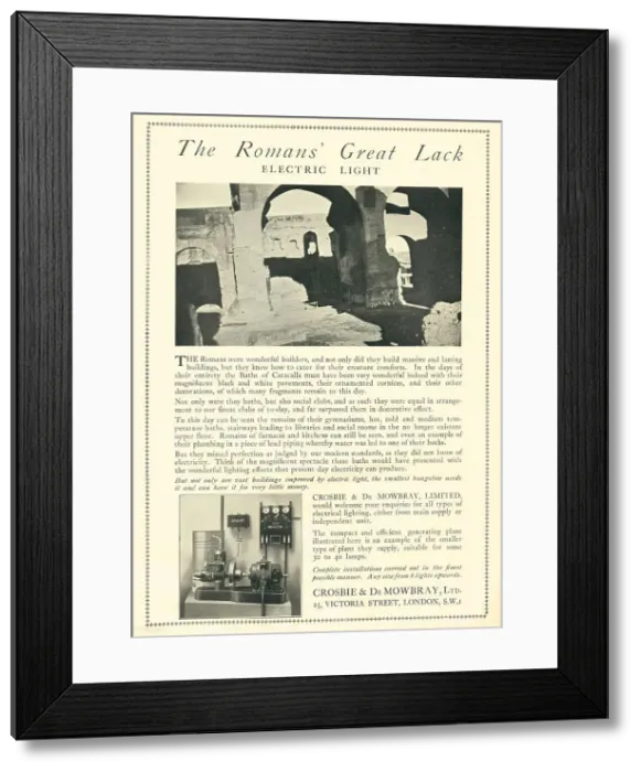 Framed Print : Crosbie & De Mowbray Electric Light Advertisement Framed Print : Crosbie & De Mowbray Electric Light Advertisement