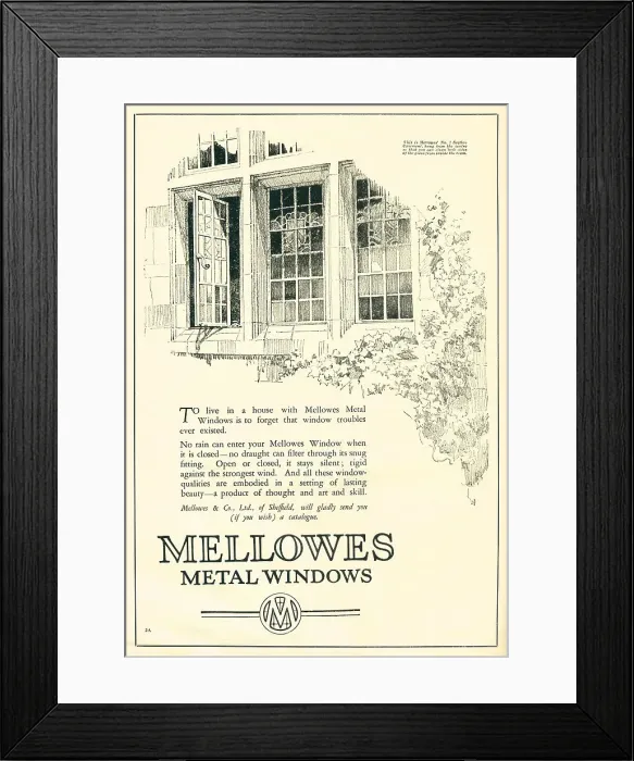 Framed Print : Mellowes Metal Windows Advertisement Framed Print : Mellowes Metal Windows Advertisement