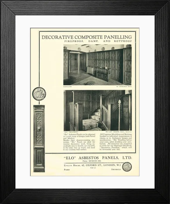 Framed Print : Elo Asbestos Panels Advertisement Framed Print : Elo Asbestos Panels Advertisement