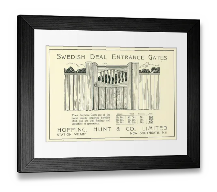 Framed Print : Hopping Hunt & Co. Gate Advertisement Framed Print : Hopping Hunt & Co. Gate Advertisement