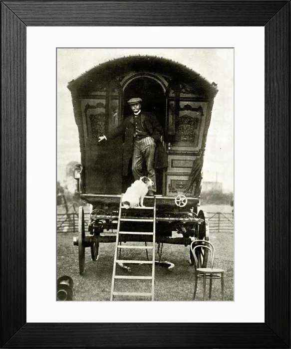 Framed Print : Caravan Jack and his dog Framed Print : Caravan Jack and his dog
